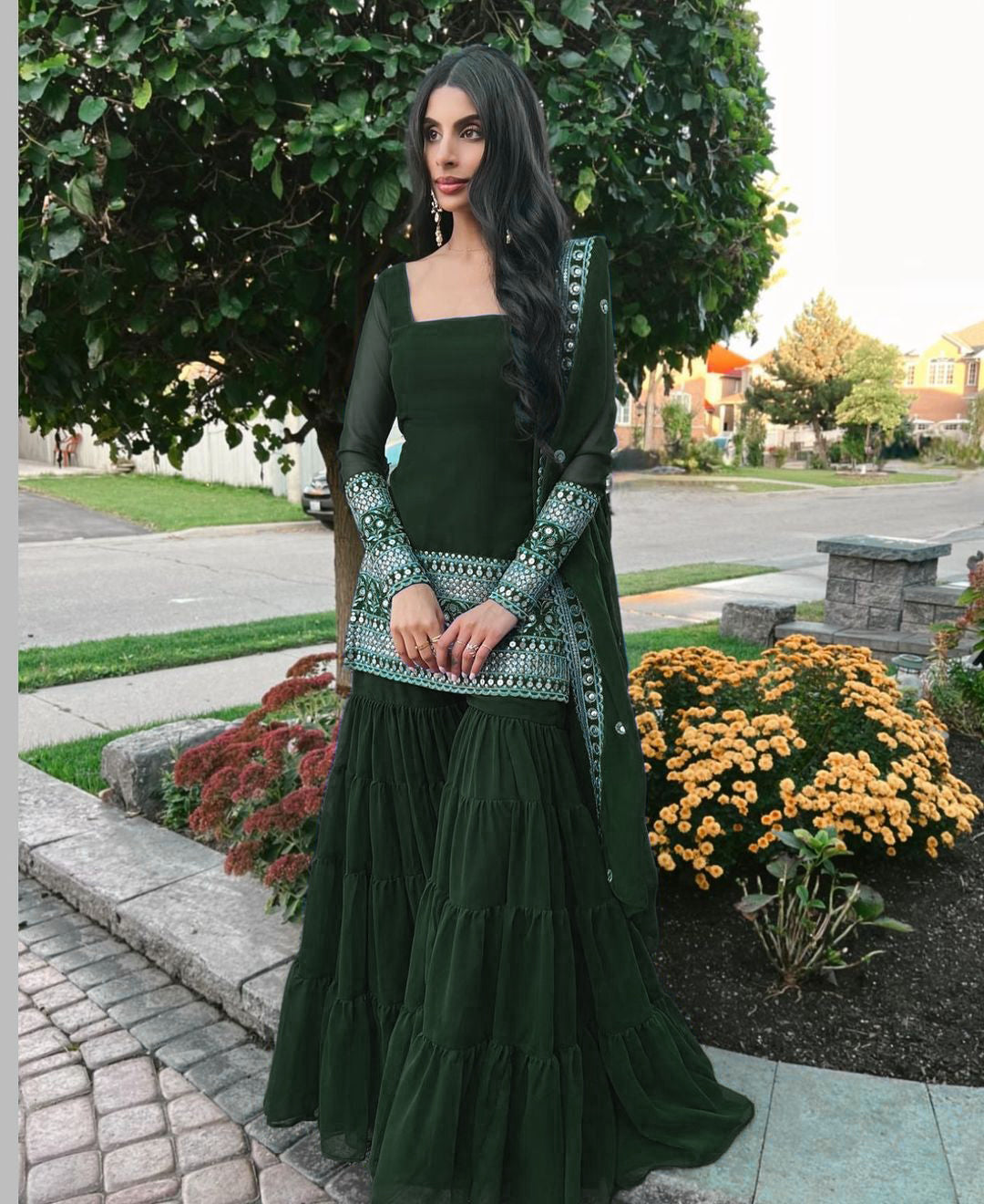Mehfil – Sharara Set Green
