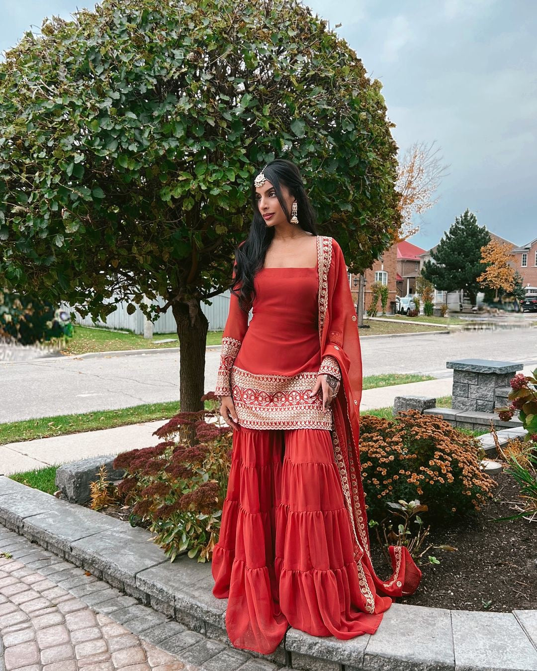 Mehfil – Sharara Set Rust