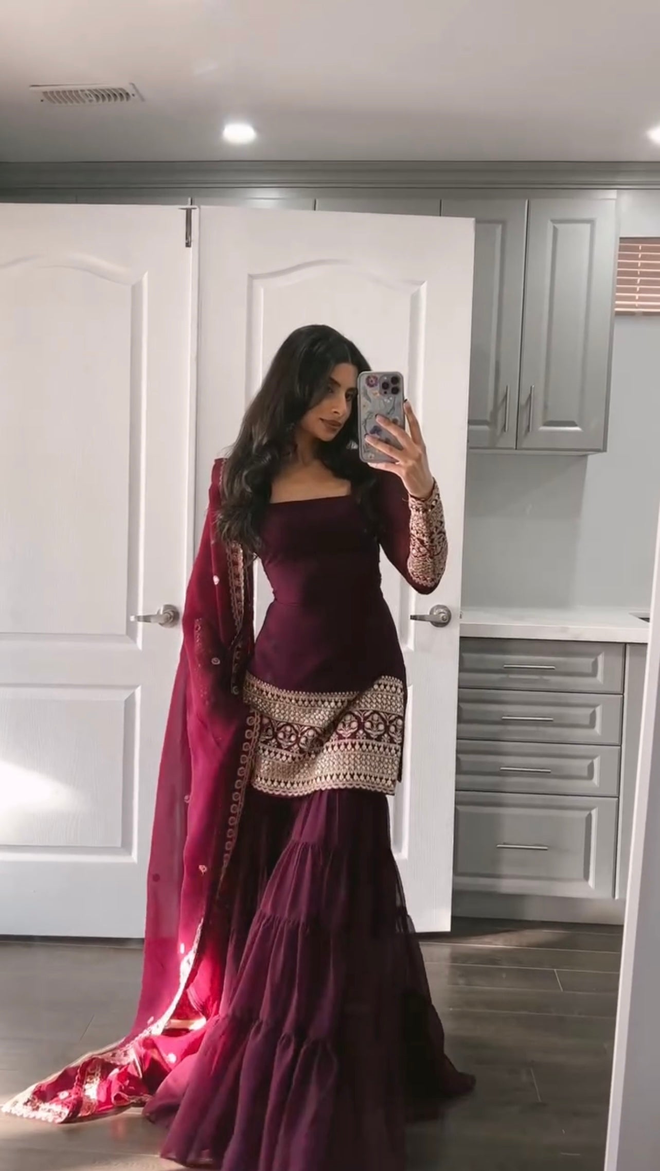 Mehfil – Sharara Set  Deep Wine