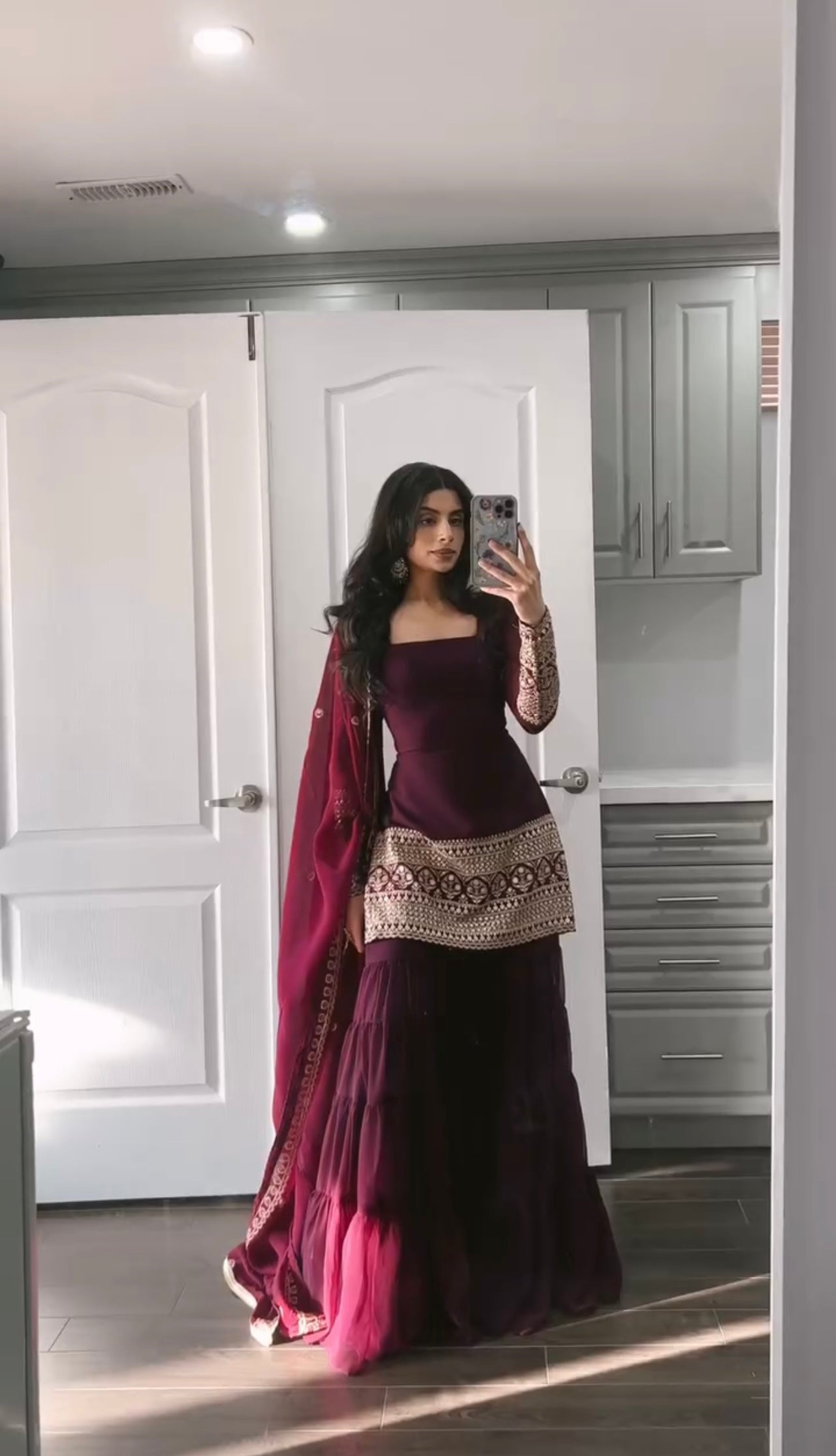 Mehfil – Sharara Set  Deep Wine