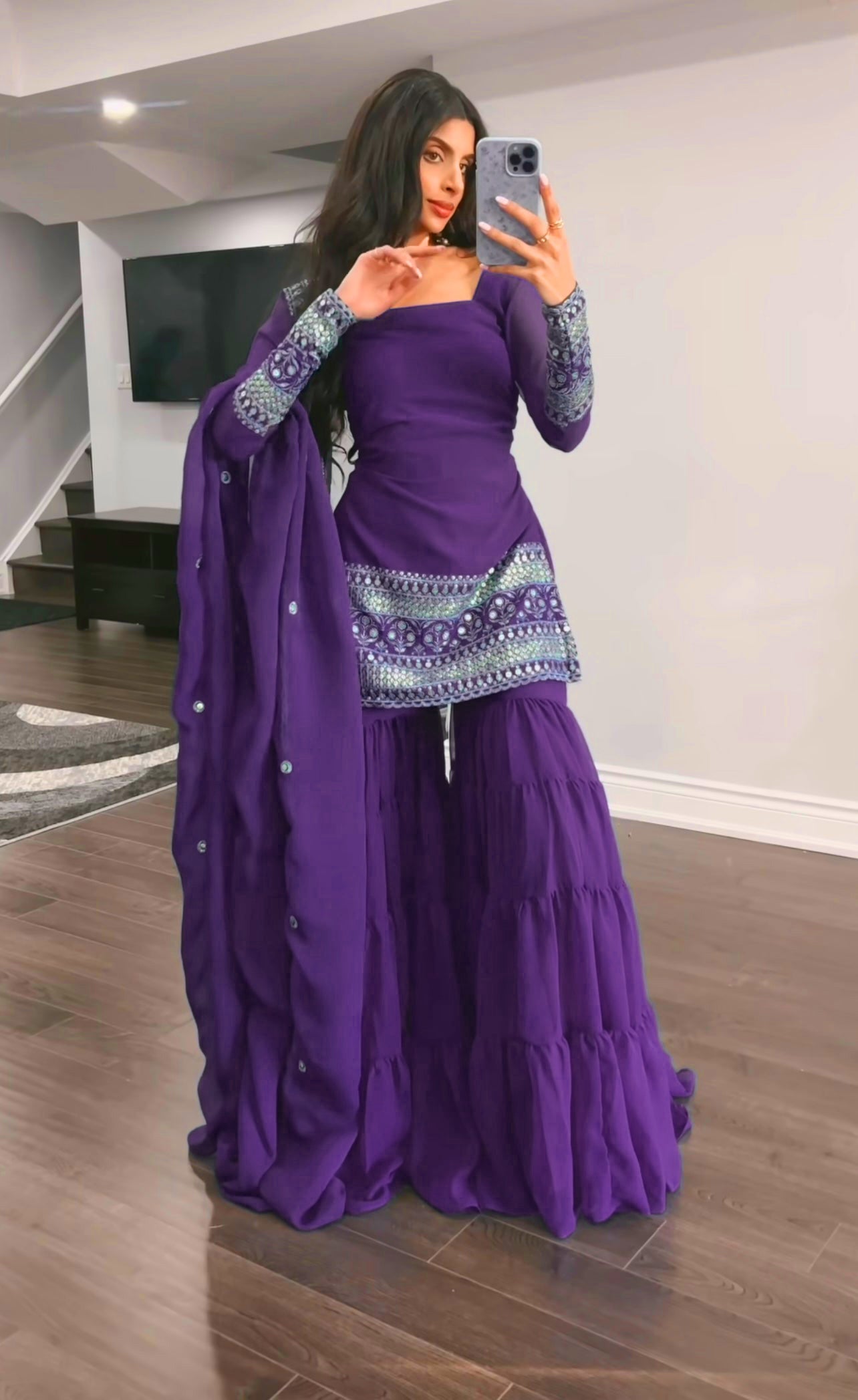 Mehfil – Sharara Set  Royal Purple