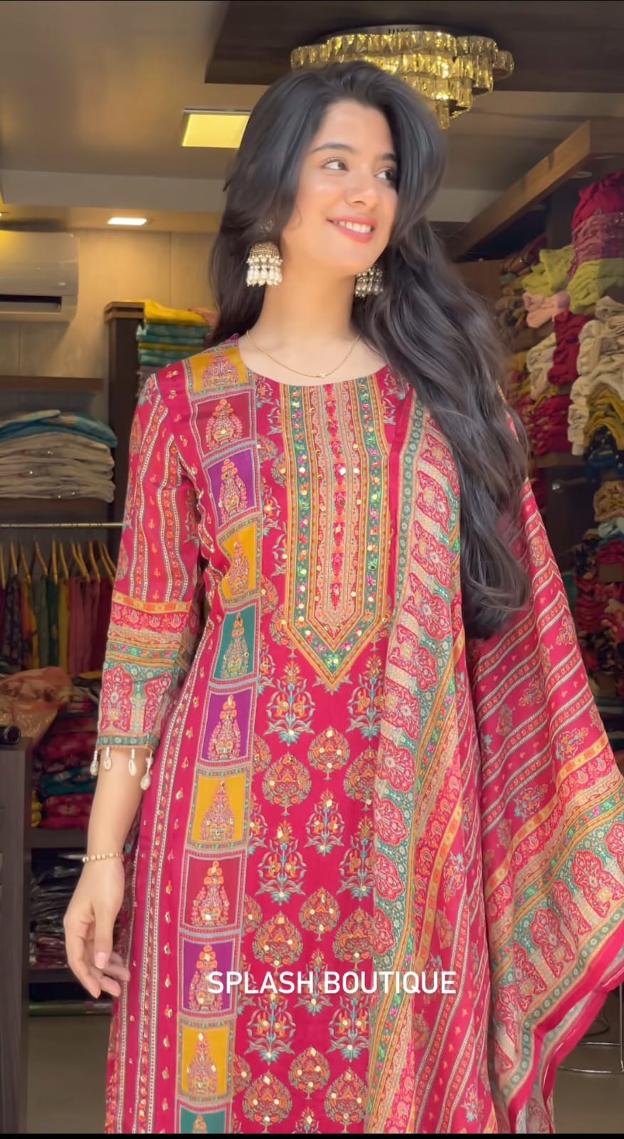 Vibrant Rajasthani-Style Printed Kurta Set with Dupatta