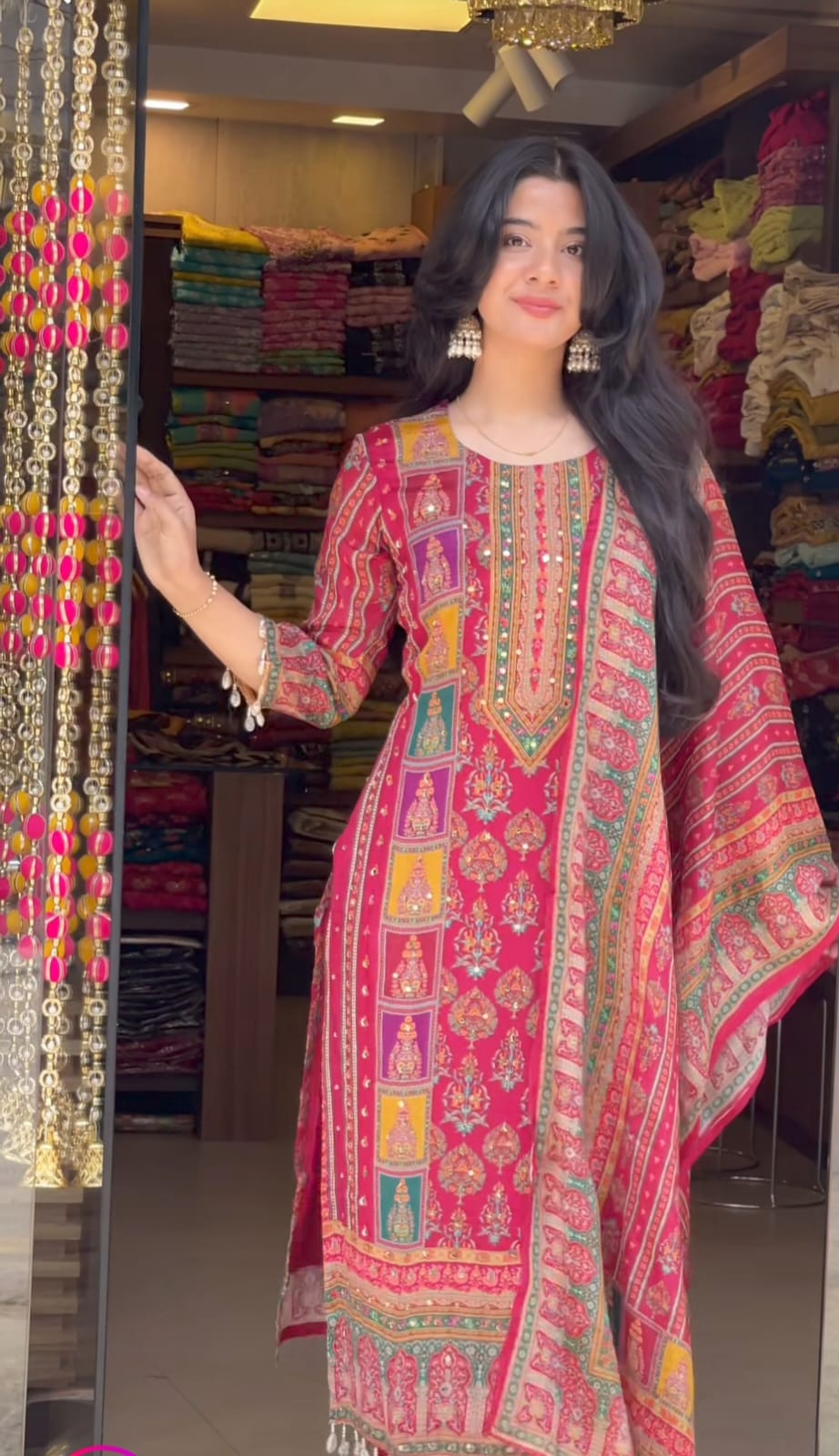 Vibrant Rajasthani-Style Printed Kurta Set with Dupatta