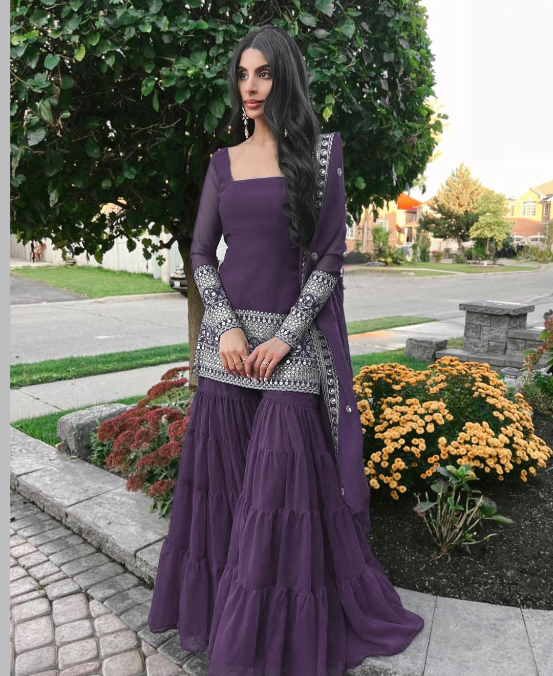 Mehfil – Sharara Set  Onion purple