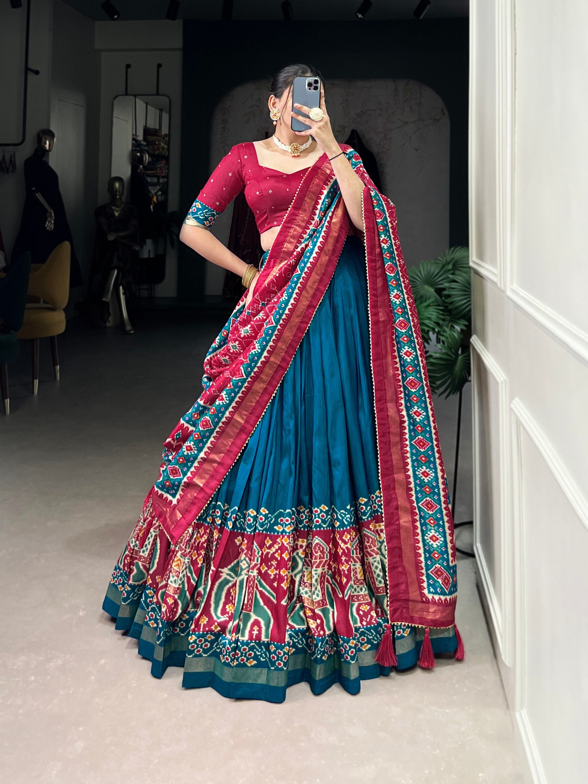 Patola Design Traditional Lehenga Choli with Dupatta