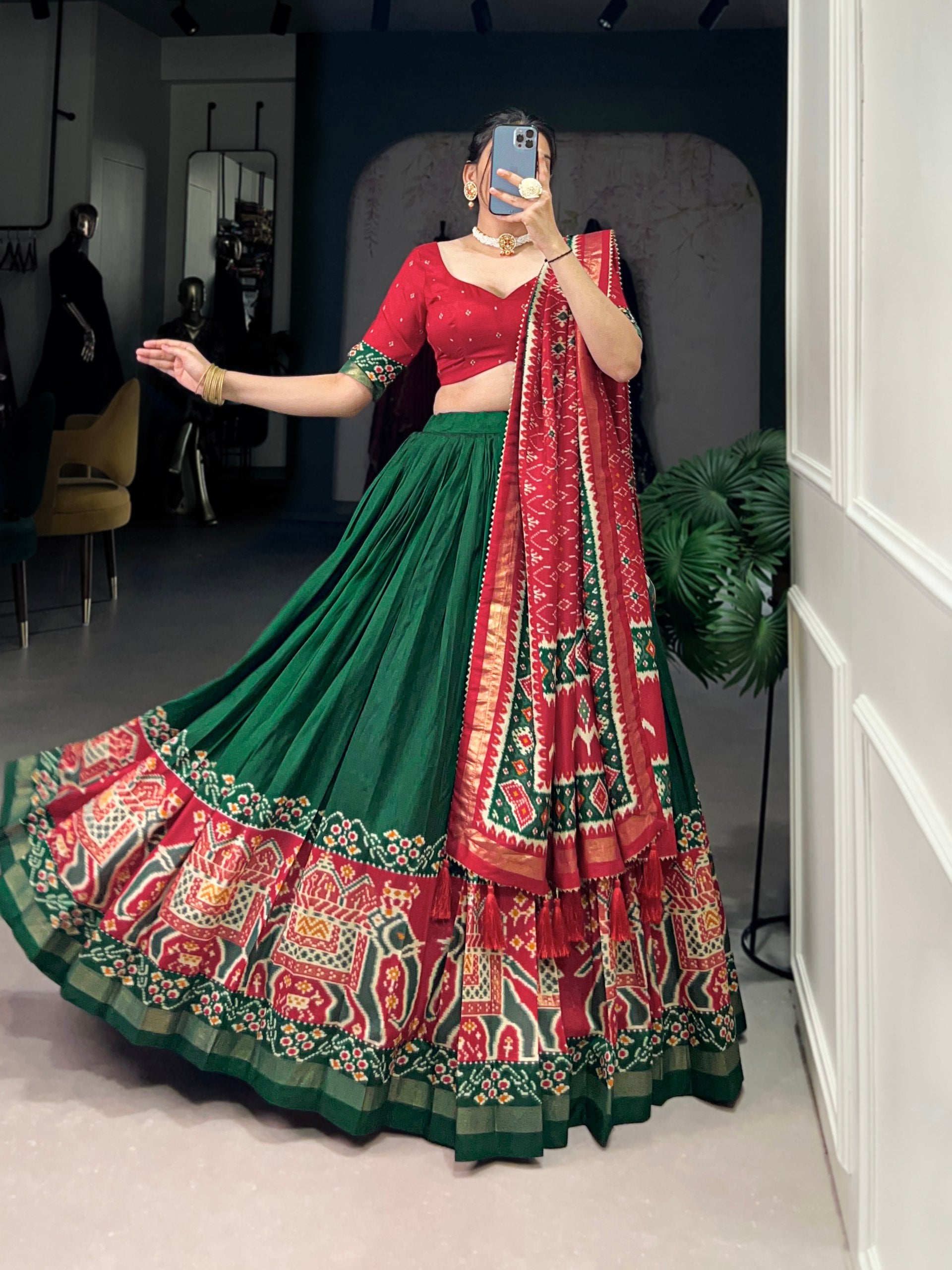 Patola Design Traditional Lehenga Choli with Dupatta