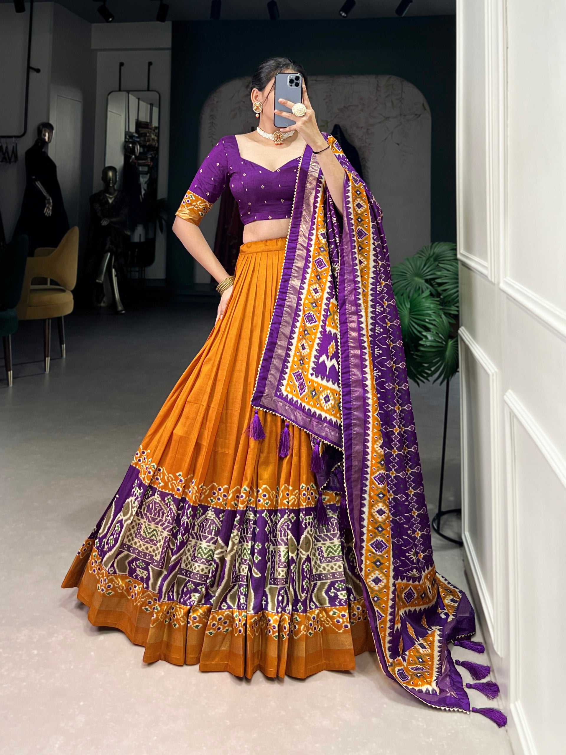 Patola Design Traditional Lehenga Choli with Dupatta