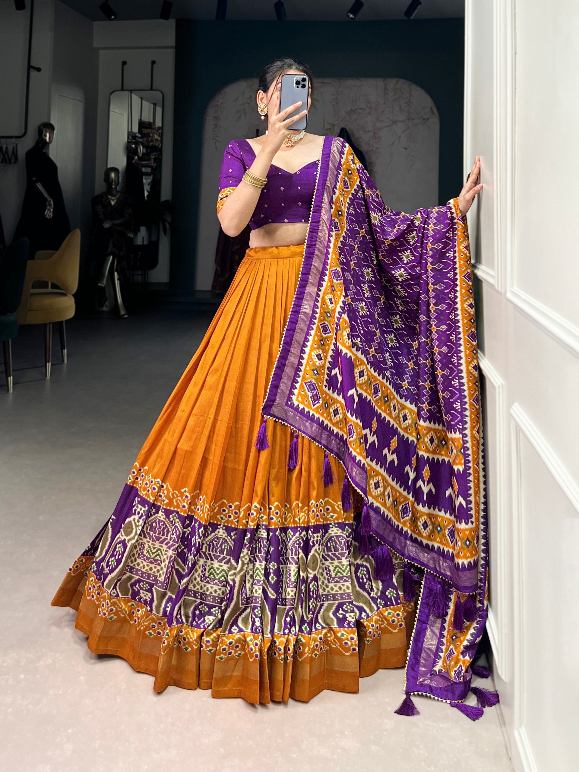 Patola Design Traditional Lehenga Choli with Dupatta