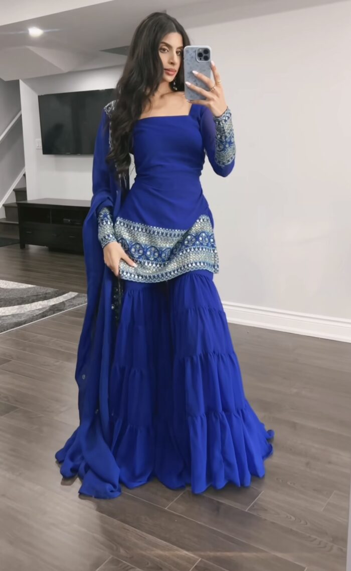 Mehfil – Sharara Set Royal Blue