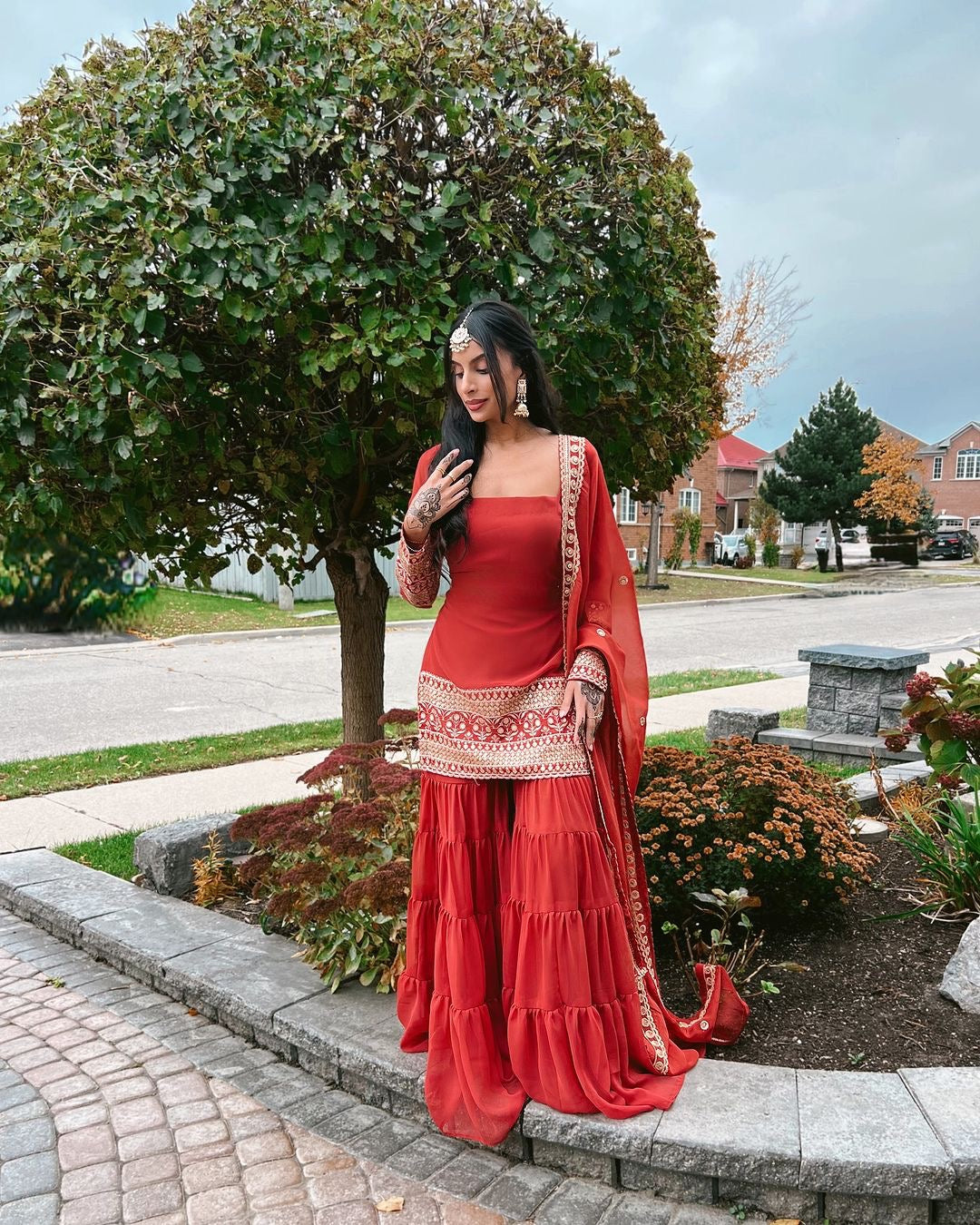 Mehfil – Sharara Set Rust