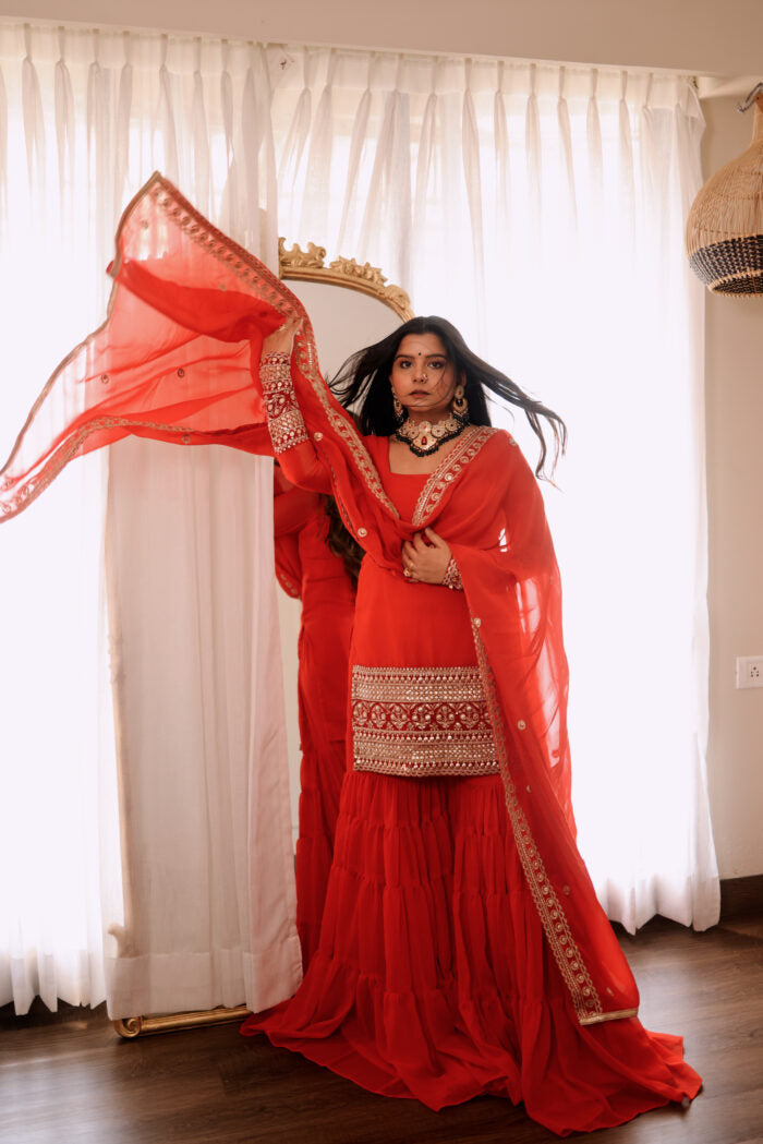 Mehfil – Sharara Set Rust