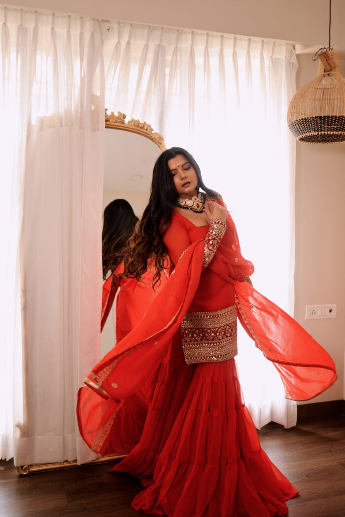 Mehfil – Sharara Set Rust