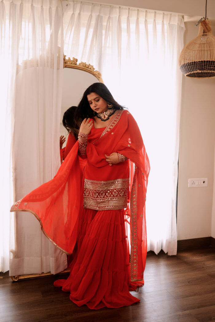 Mehfil – Sharara Set Rust