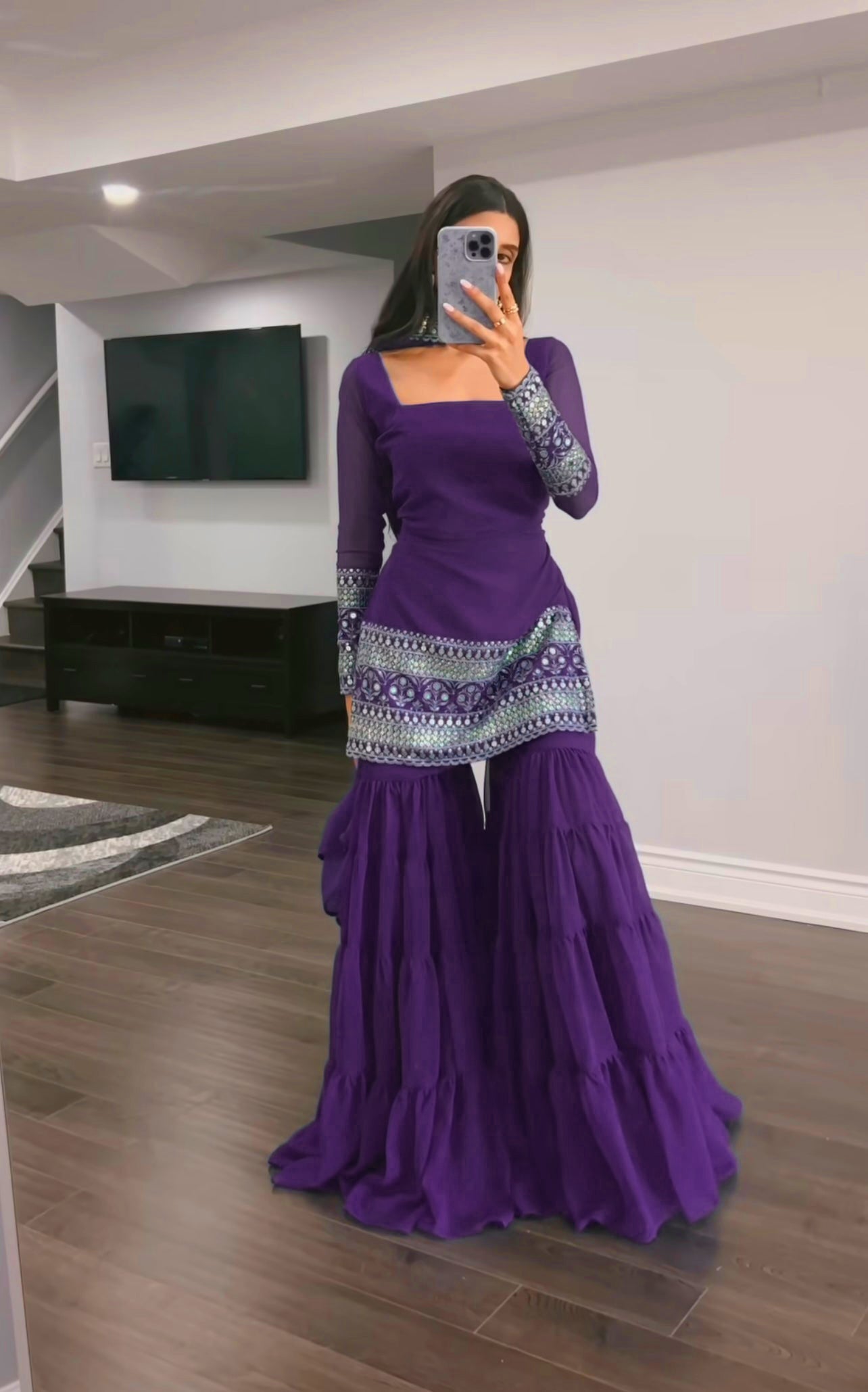 Mehfil – Sharara Set  Royal Purple