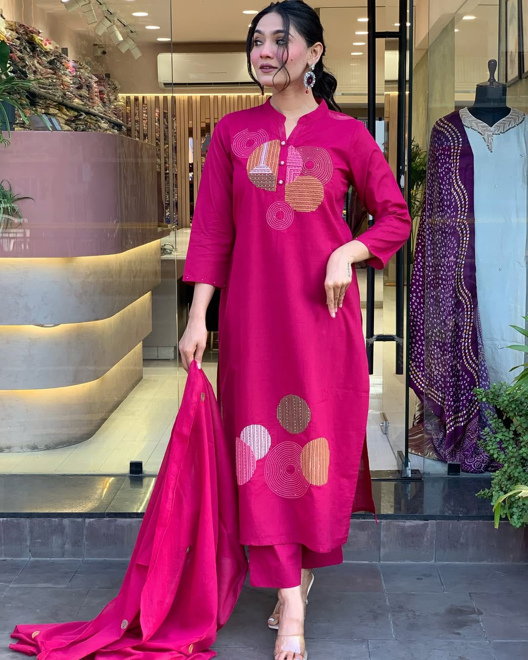 Pink Handwork Cotton Suit
