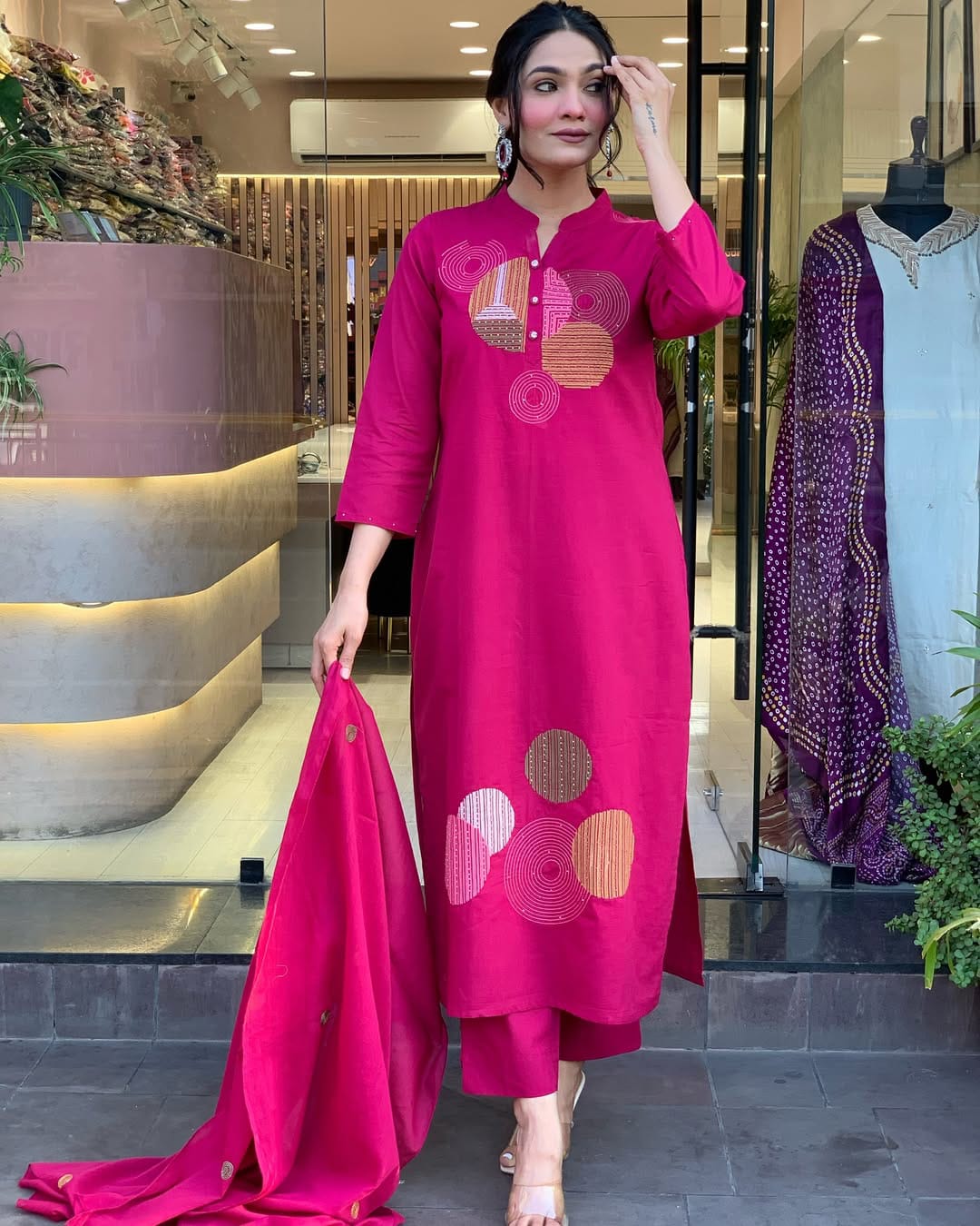 Pink Handwork Cotton Suit