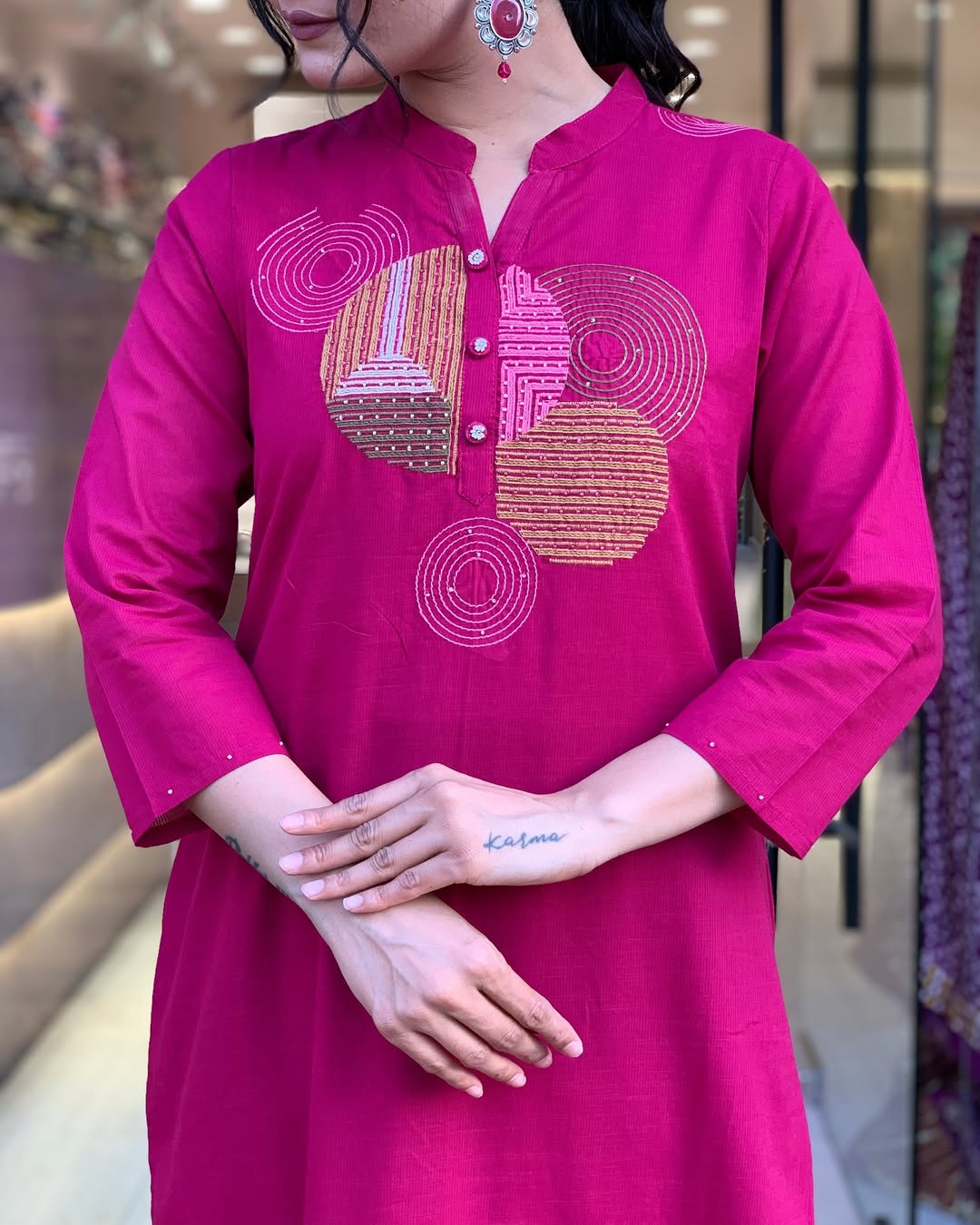 Pink Handwork Cotton Suit