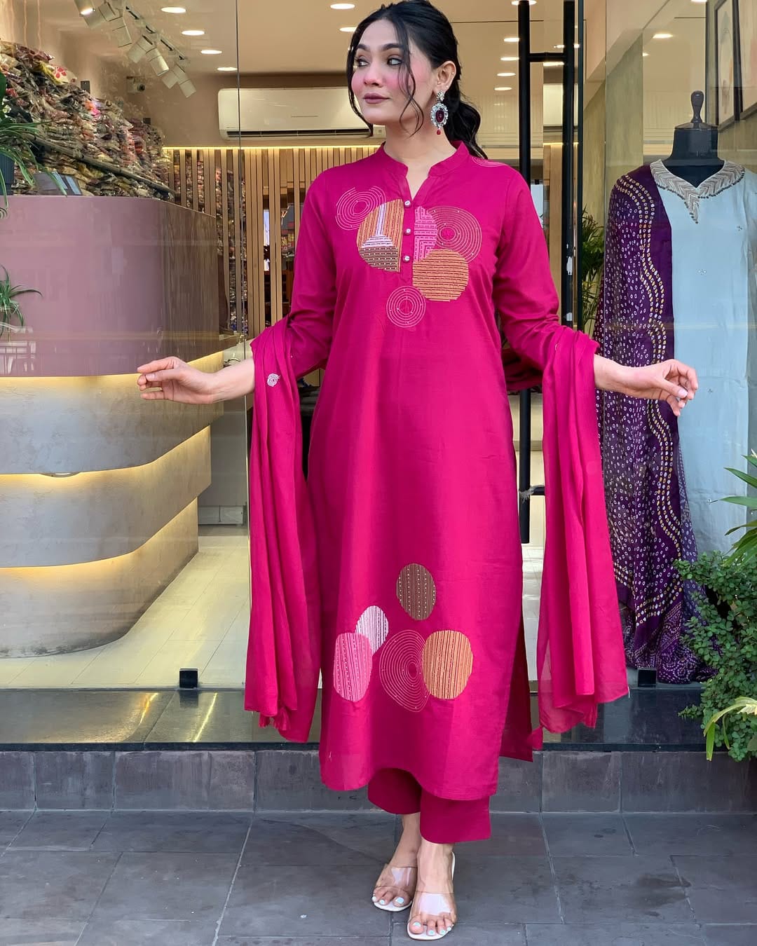 Pink Handwork Cotton Suit