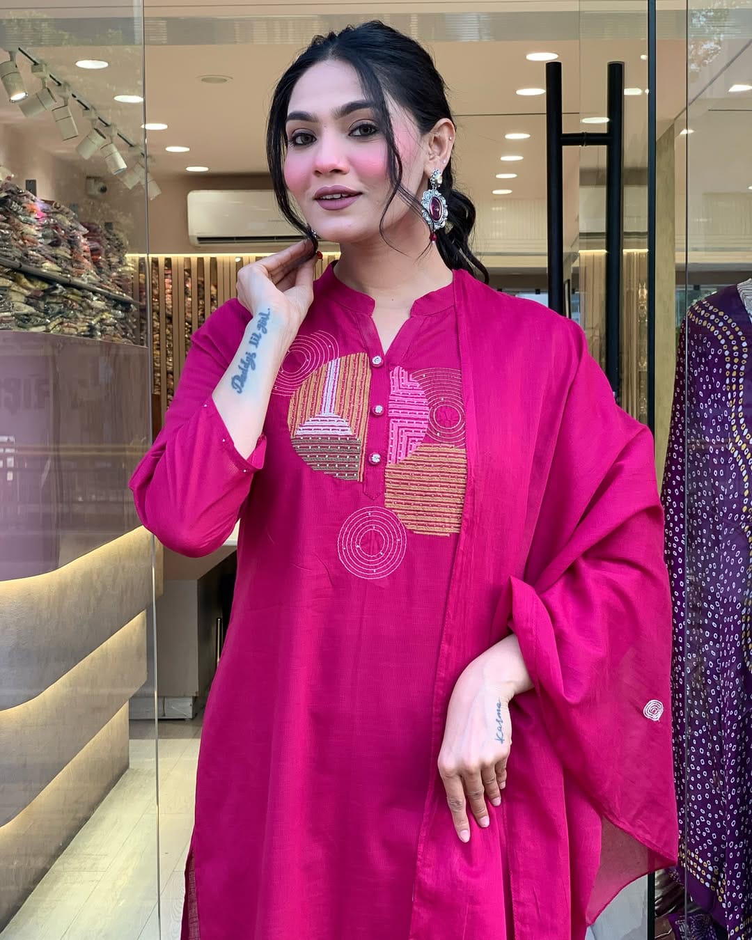 Pink Handwork Cotton Suit
