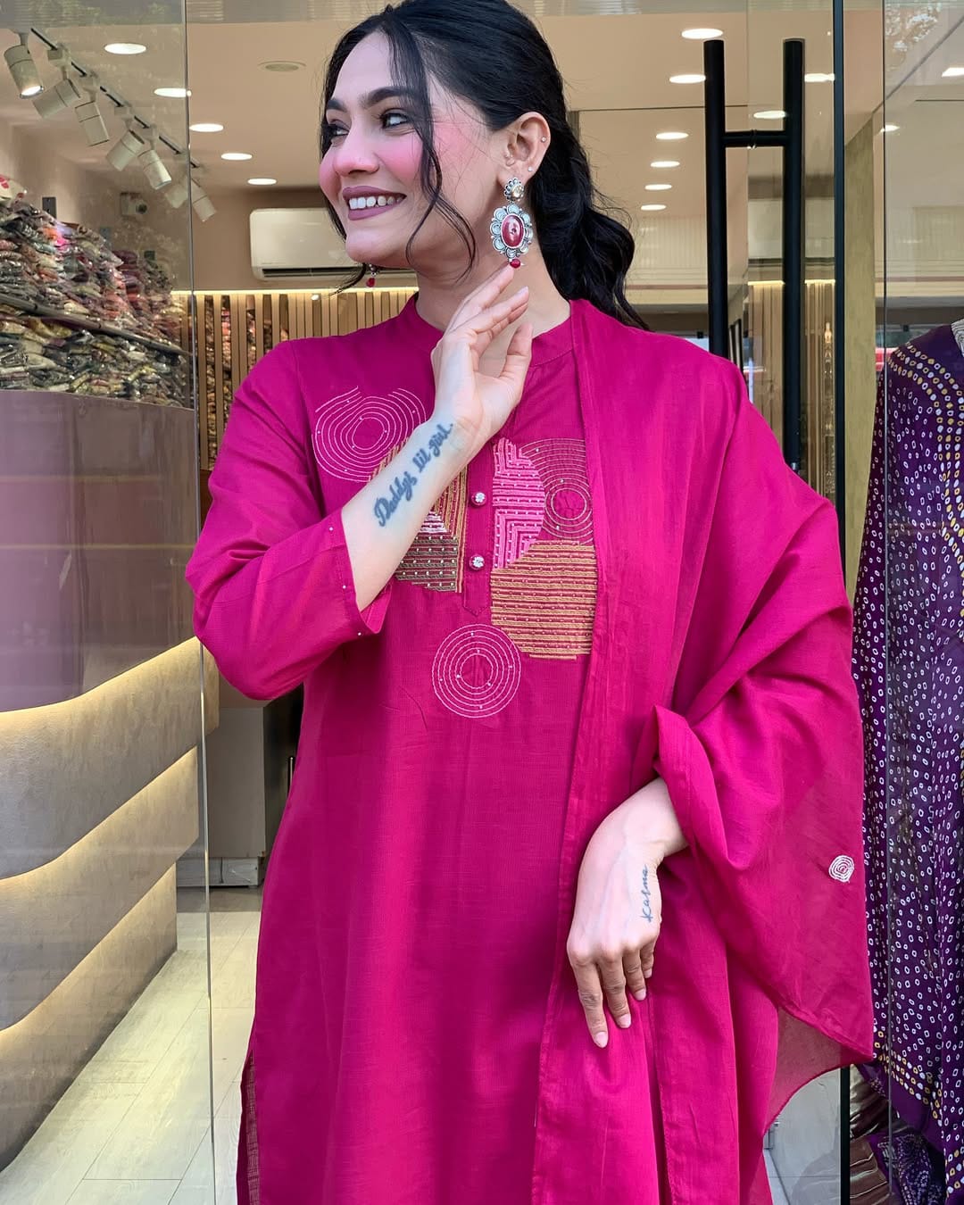 Pink Handwork Cotton Suit