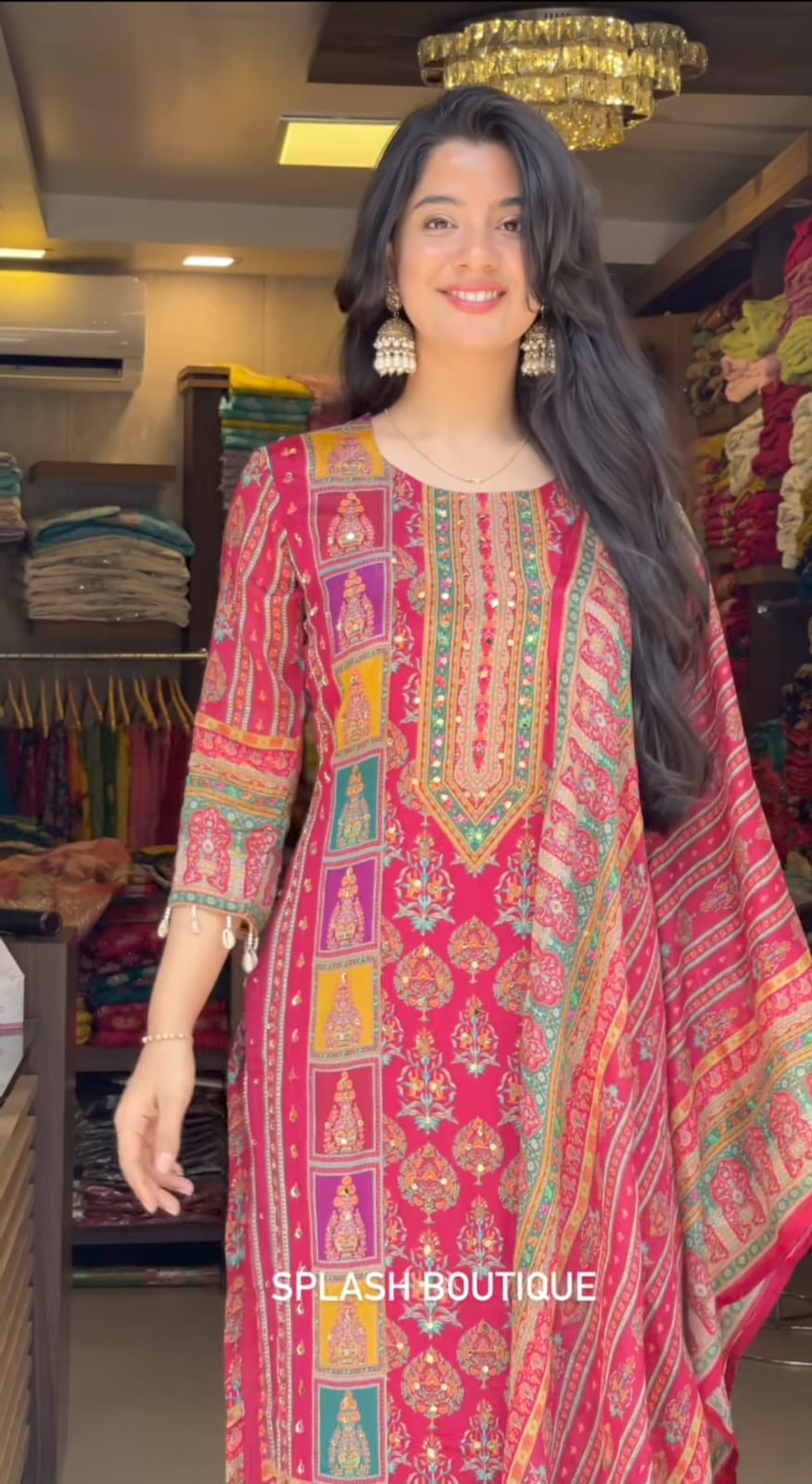 Vibrant Rajasthani-Style Printed Kurta Set with Dupatta