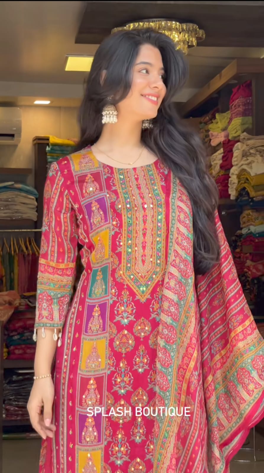Vibrant Rajasthani-Style Printed Kurta Set with Dupatta