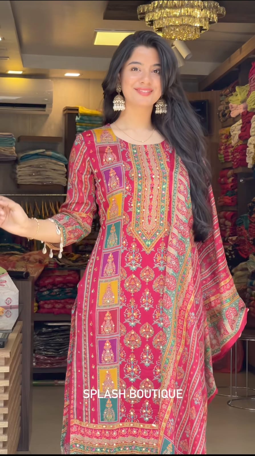 Vibrant Rajasthani-Style Printed Kurta Set with Dupatta