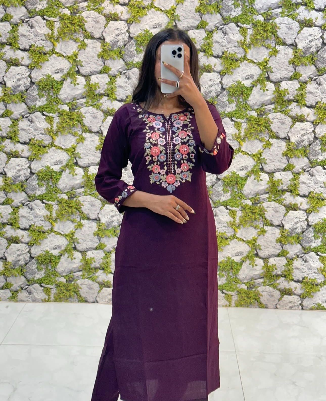 Floral Embroidered Kurta Set with Printed Organza Dupatta