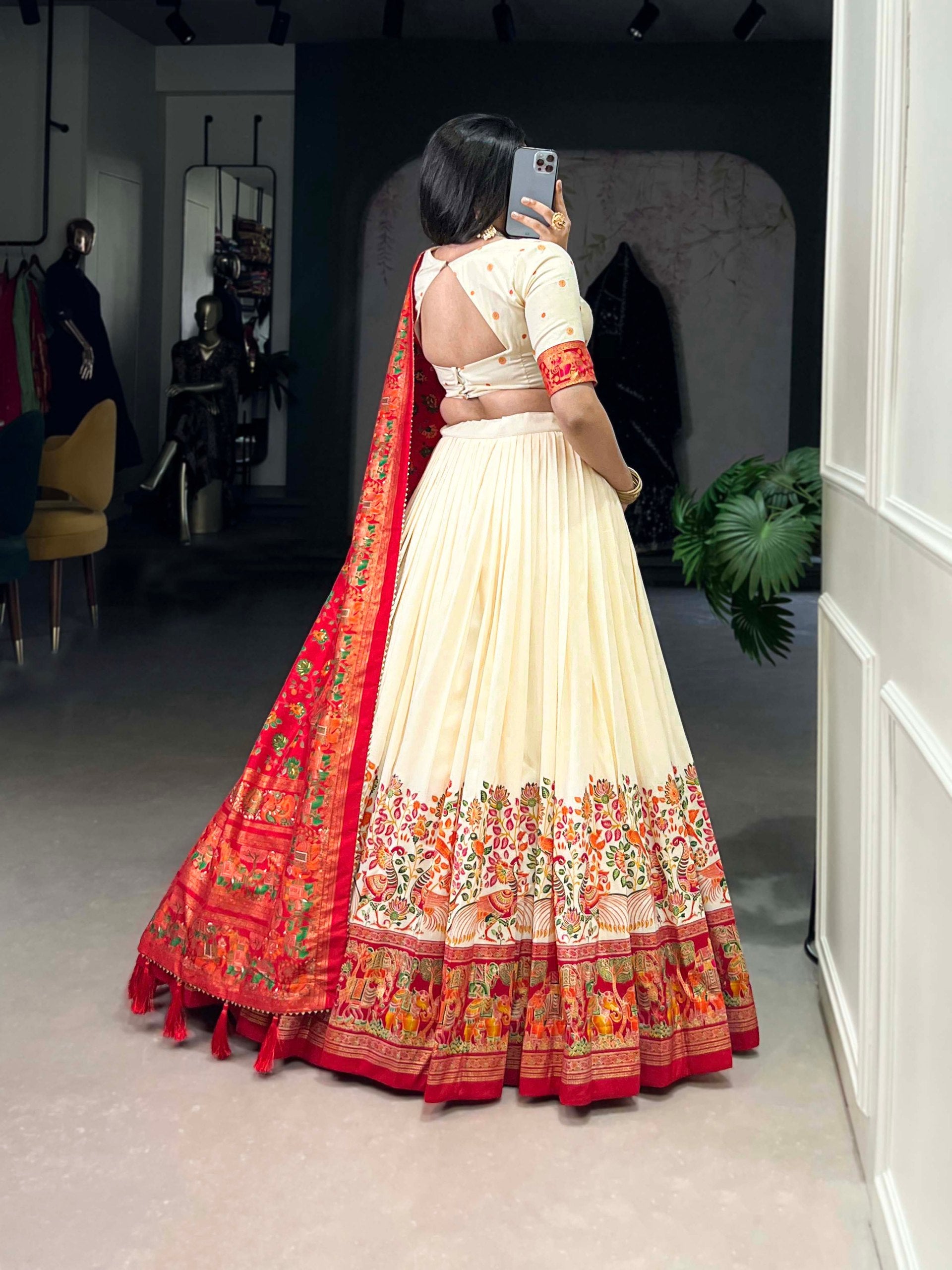 Ethnic Folk Art Lehenga Choli with Traditional Dupatta