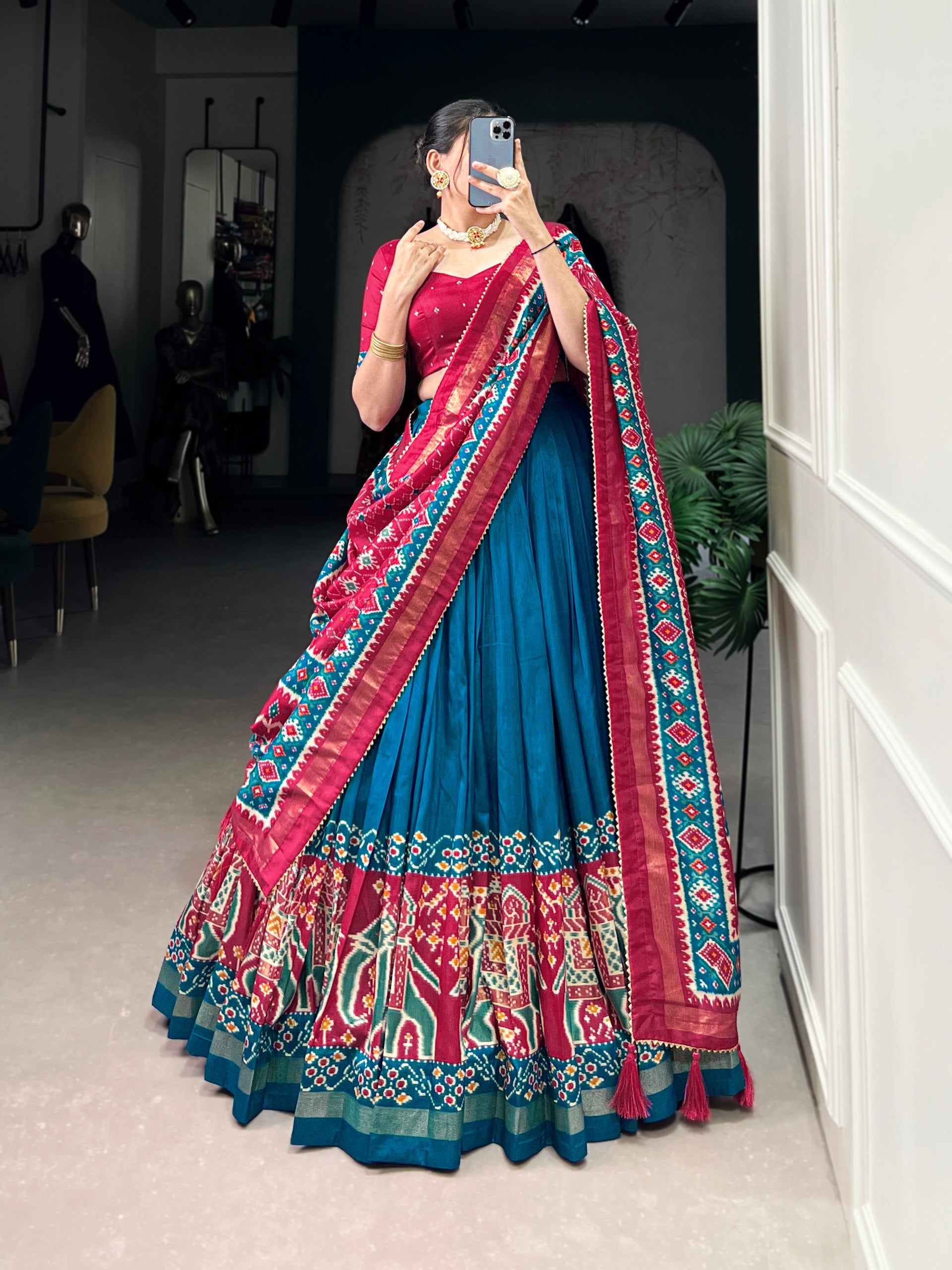 Patola Design Traditional Lehenga Choli with Dupatta