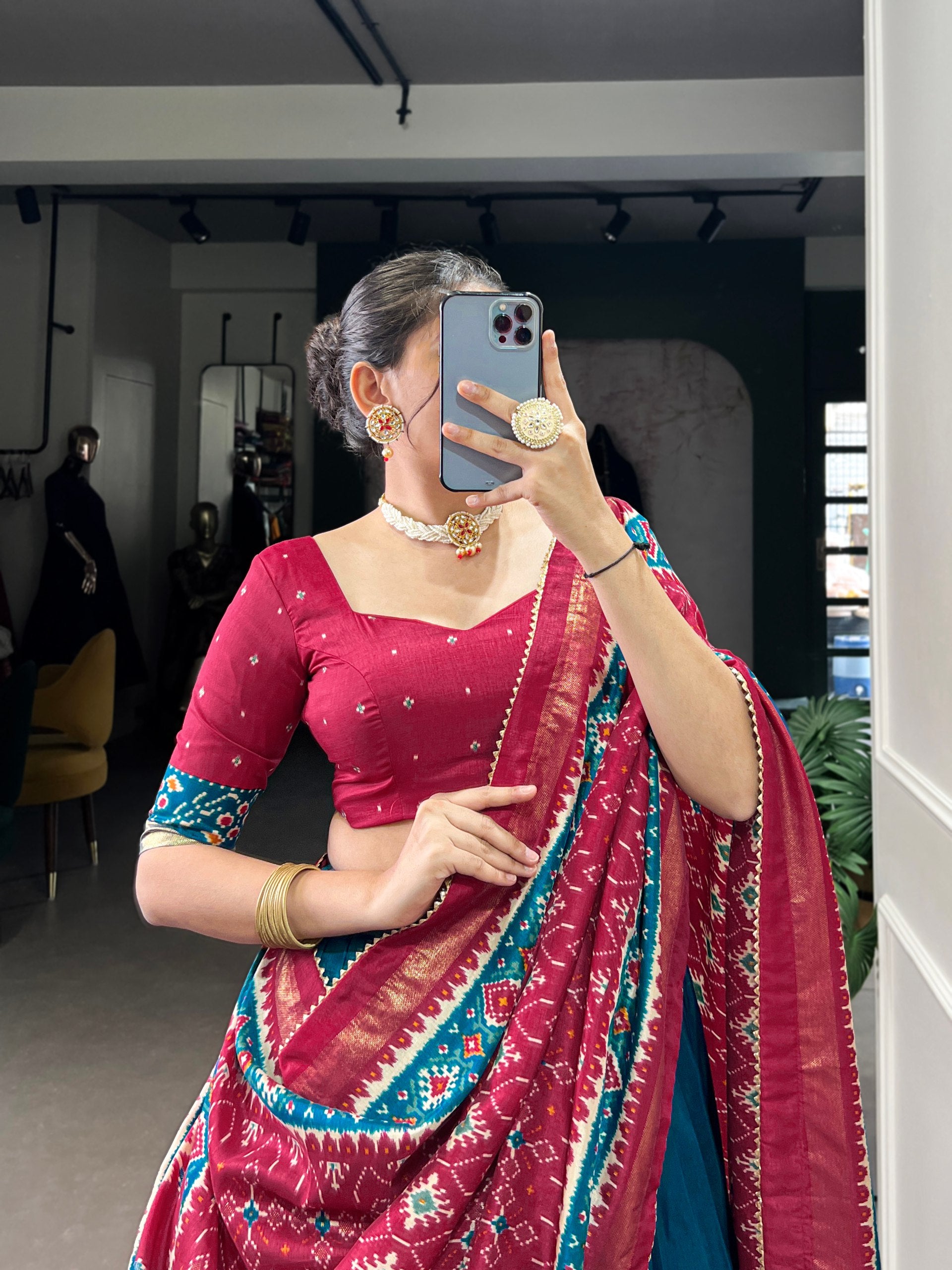 Patola Design Traditional Lehenga Choli with Dupatta