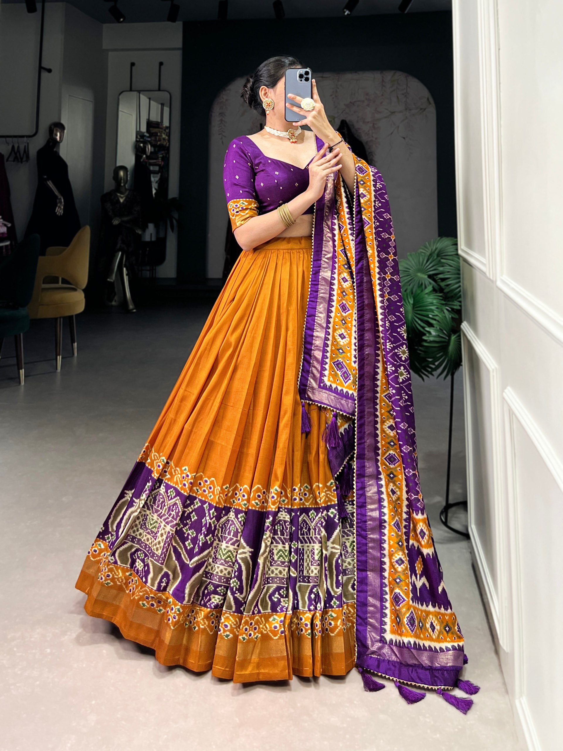 Patola Design Traditional Lehenga Choli with Dupatta