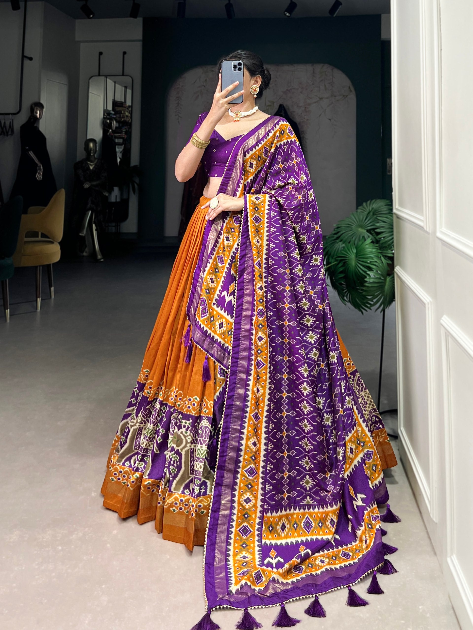 Patola Design Traditional Lehenga Choli with Dupatta